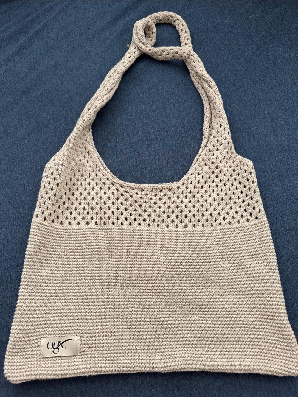 Cream Crochet Tote Bag - Lightweight Knit Shoulder Bag